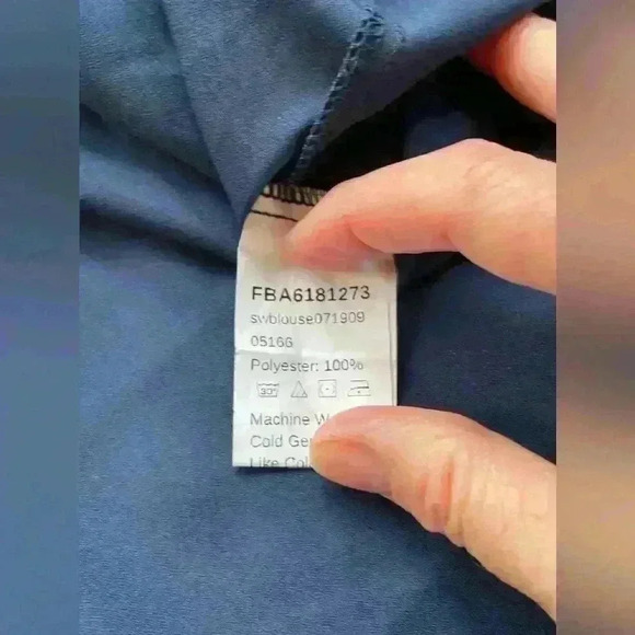 Amazon Purchase Navy Sheer Blouse with Gold Details Small - Picture 10 of 11